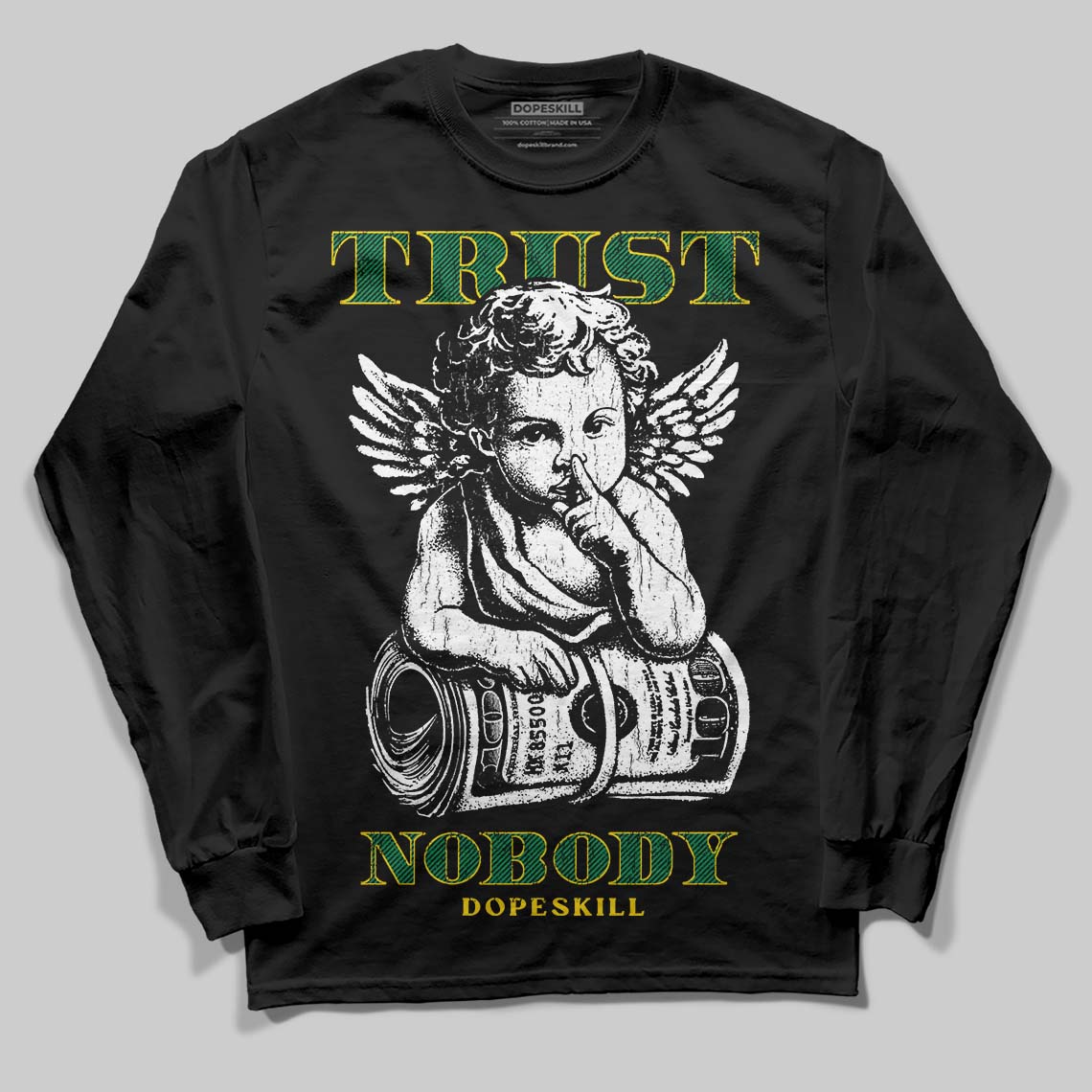 Green Sneakers DopeSkill Long Sleeve T-Shirt Trust Nobody Graphic Streetwear - Black