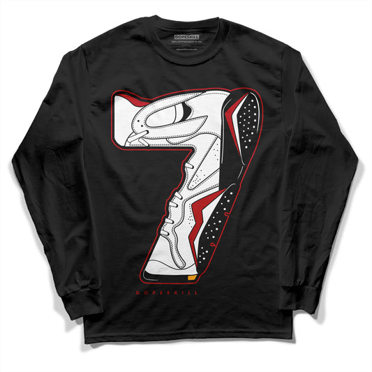 Jordan 7 Retro Cardinal DopeSkill Long Sleeve T-Shirt No.7 Graphic Streetwear - Black 