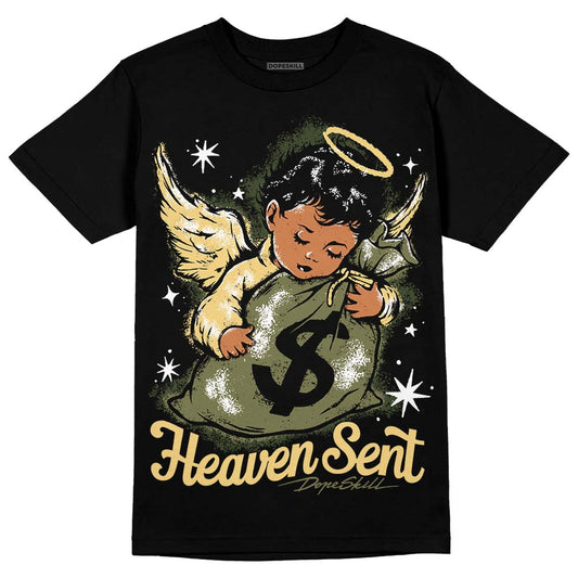 Jordan 4 Retro SE Craft Medium Olive DopeSkill T-Shirt Heaven Sent Graphic Streetwear - Black
