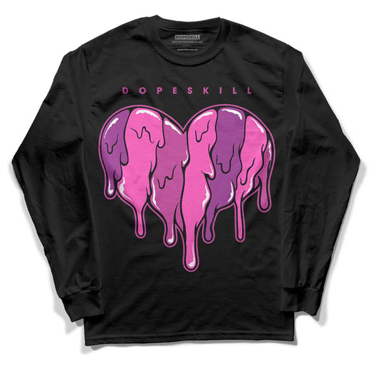 Jordan 4 GS “Hyper Violet” DopeSkill Long Sleeve T-Shirt Slime Drip Heart Graphic Streetwear - Black