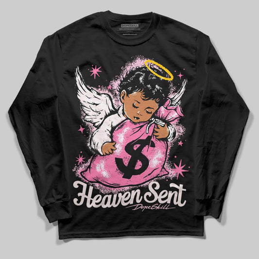 Dunk Low LX Pink Foam DopeSkill Long Sleeve T-Shirt Heaven Sent Graphic Streetwear - Black