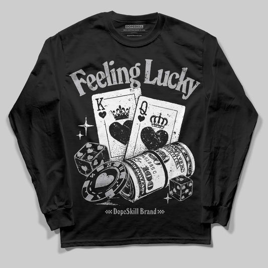 Jordan 4 OG “White Cement” DopeSkill Long Sleeve T-Shirt Feeling Lucky Graphic Streetwear - Black