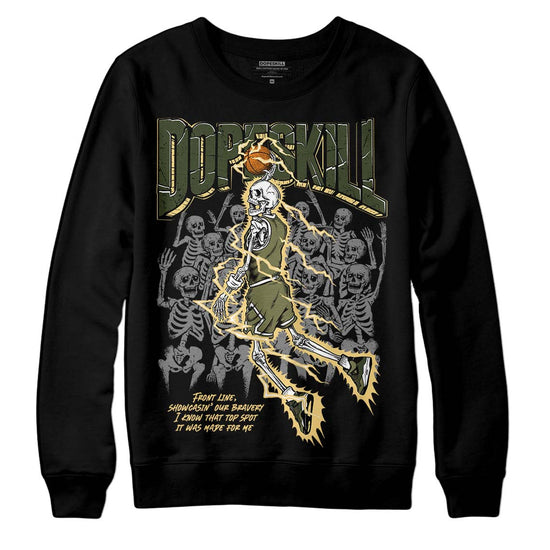 Jordan 4 Retro SE Craft Medium Olive  DopeSkill Sweatshirt Thunder Dunk Graphic Streetwear - Black 