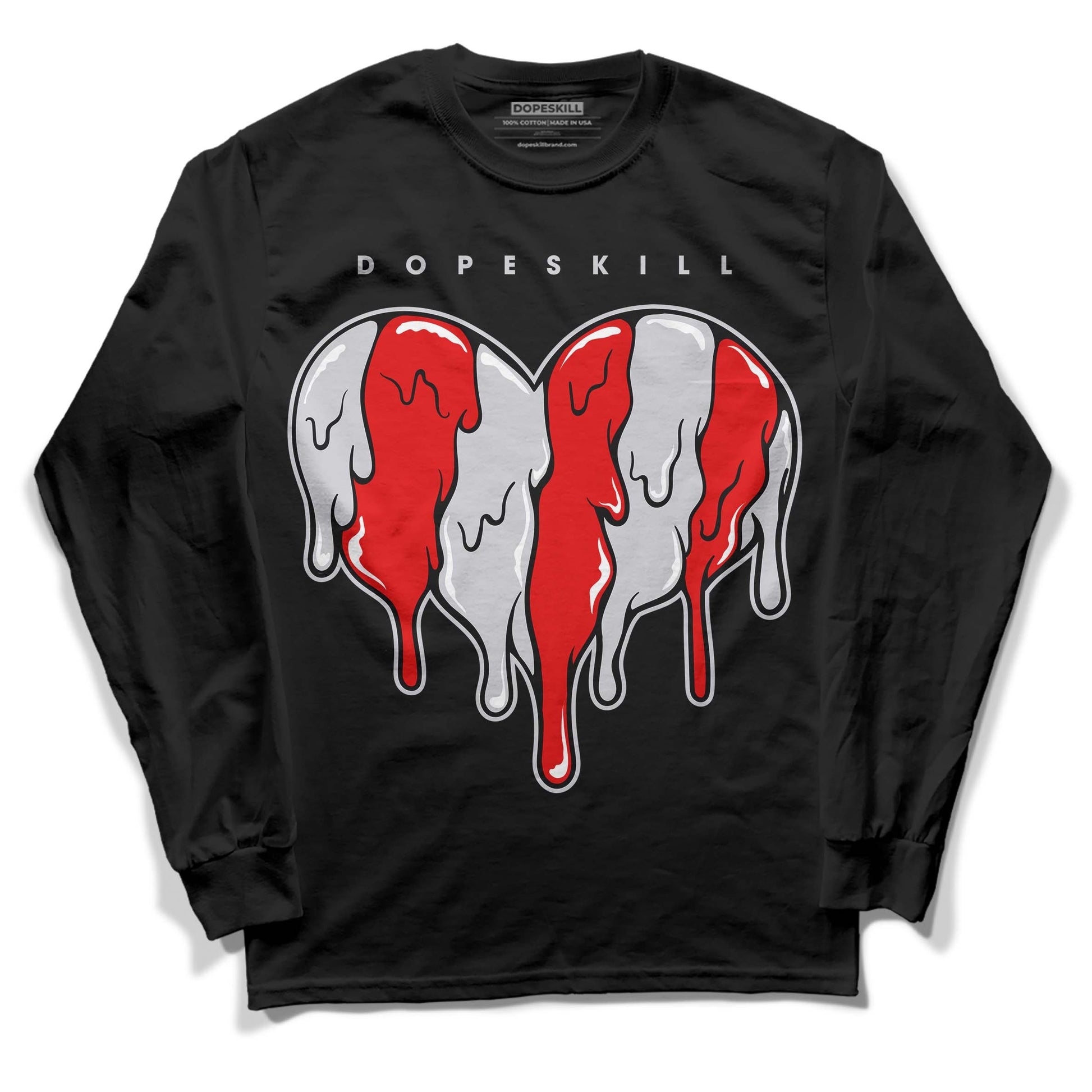 Jordan 2 Retro "Black Cement" DopeSkill Long Sleeve T-Shirt Slime Drip Heart Graphic Streetwear - Black