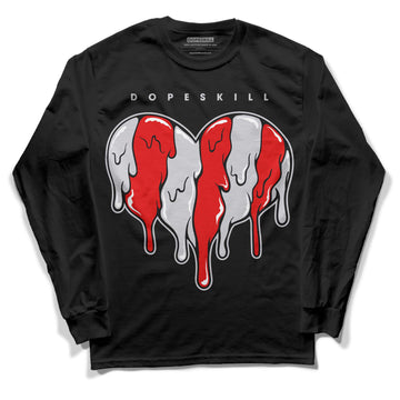 Jordan 2 Retro "Black Cement" DopeSkill Long Sleeve T-Shirt Slime Drip Heart Graphic Streetwear - Black