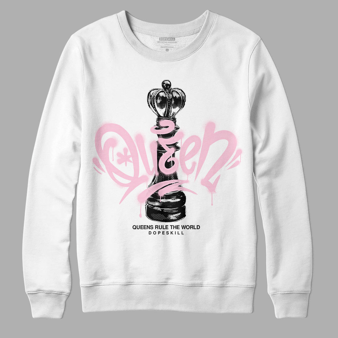 Dunk Low LX Pink Foam DopeSkill Sweatshirt Queen Chess Graphic Streetwear - WHite