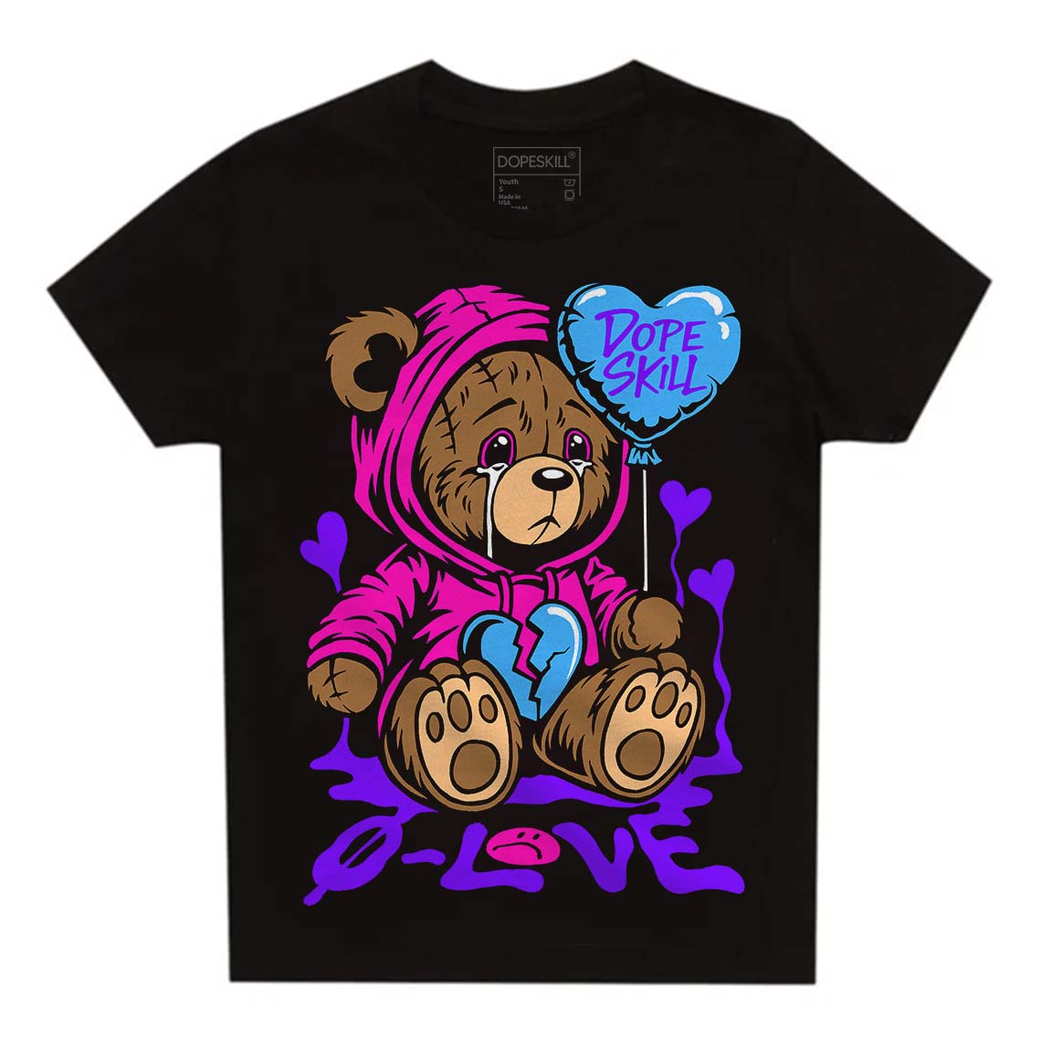 Dunk Low GS “Active Fuchsia” DopeSkill Toddler Kids T-shirt Broken Bear Graphic Streetwear - Black