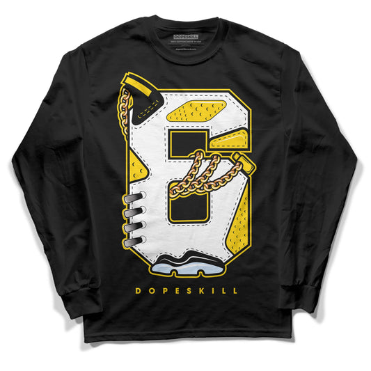 Jordan 6 “Yellow Ochre” DopeSkill Long Sleeve T-Shirt No.6 Graphic Streetwear - Black