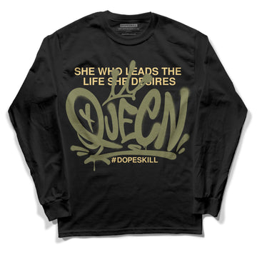 Jordan 4 Retro SE Craft Medium Olive DopeSkill Long Sleeve T-Shirt Queen Graphic Streetwear - Black