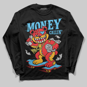 Red Sneakers DopeSkill Long Sleeve T-Shirt Money Callin' Graphic Streetwear - Black