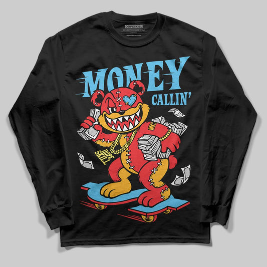 Red Sneakers DopeSkill Long Sleeve T-Shirt Money Callin' Graphic Streetwear - Black