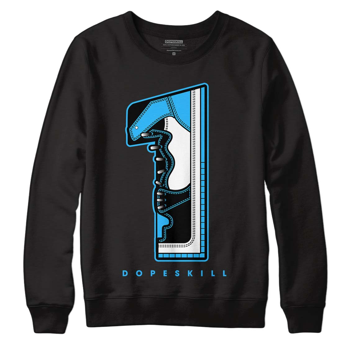 Jordan 1 High Retro OG “University Blue” DopeSkill Sweatshirt No.1 Graphic Streetwear - Black