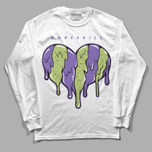 Jordan 4 Retro Canyon Purple DopeSkill Long Sleeve T-Shirt Slime Drip Heart Graphic Streetwear - White 