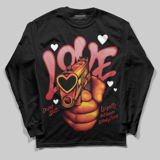 Jordan 11 Retro Low Bred (2025) DopeSkill Long Sleeve T-Shirt Love Shot Graphic Streetwear - Black