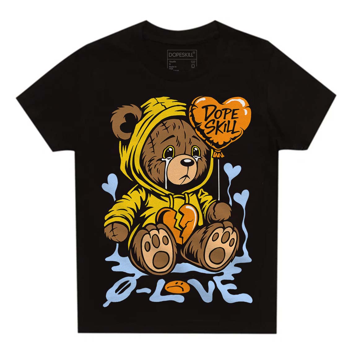 Jordan 6 “Yellow Ochre” DopeSkill Toddler Kids T-shirt Broken Bear Graphic Streetwear - Black