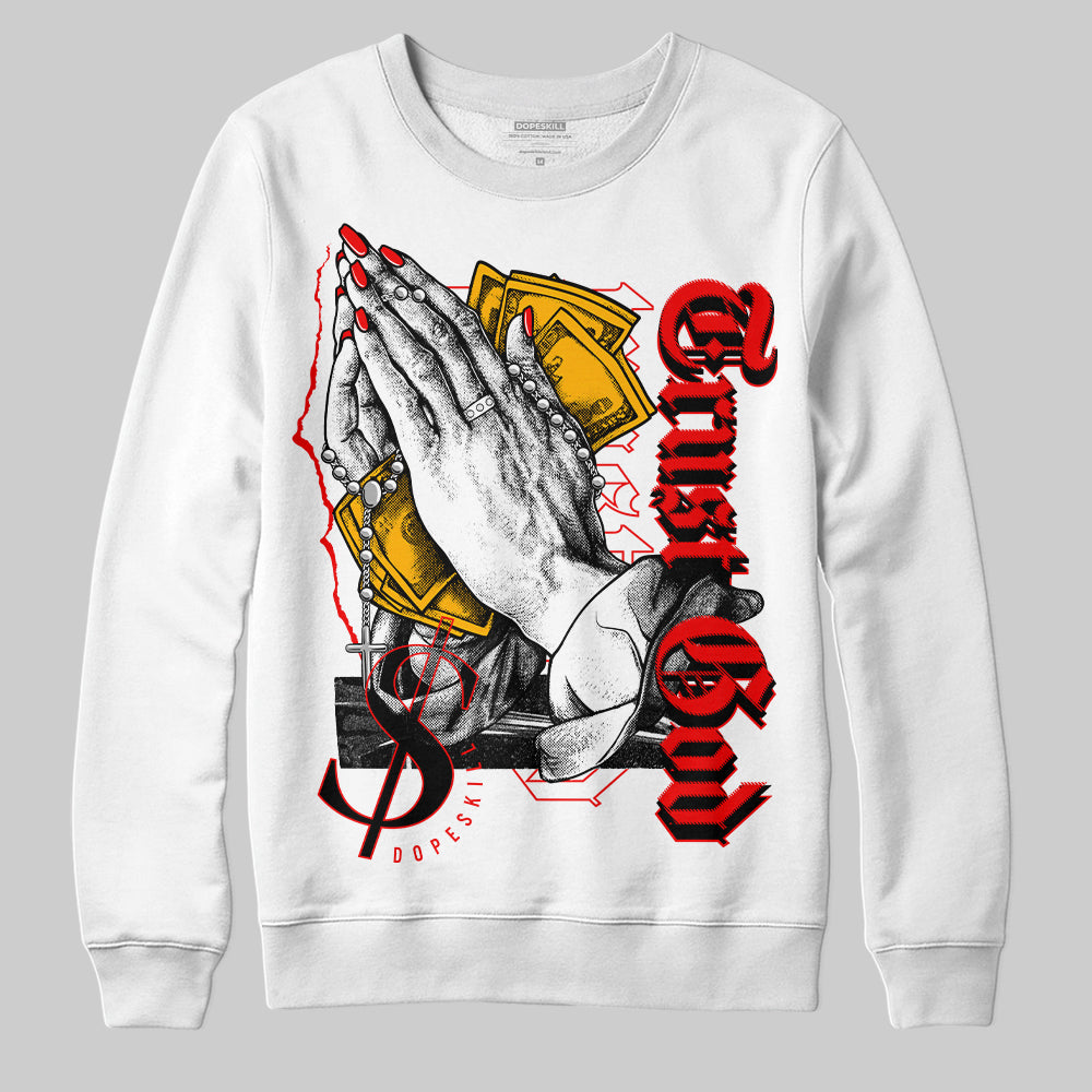 Red Sneakers DopeSkill Sweatshirt Trust God Graphic Streetwear - White