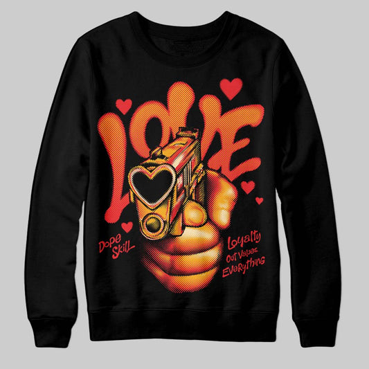 Red Sneakers DopeSkill Sweatshirt Love Shot Graphic Streetwear - Black