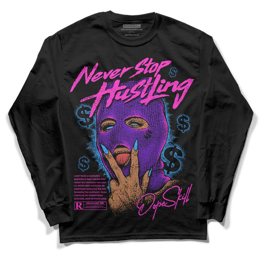 Jordan 13 Court Purple DopeSkill Long Sleeve T-Shirt Never Stop Hustling Graphic Streetwear - Black