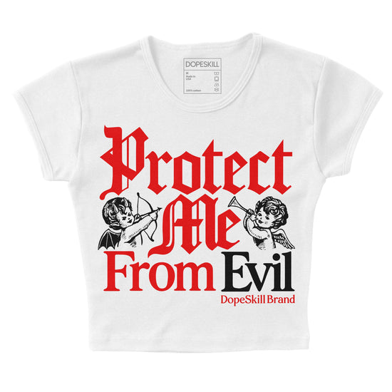 Red Sneakers DopeSkill Women's Crop Top Protect Me From Evil Graphic Streetwear - White