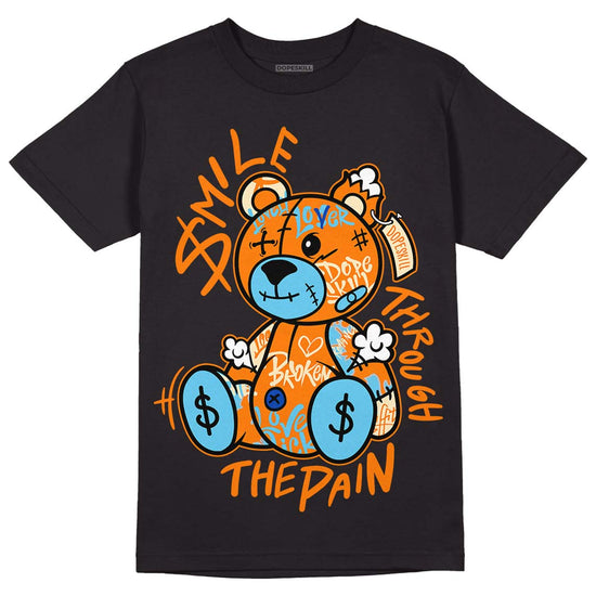 Dunk High 1985 SP Orange Acid Wash DopeSkill T-Shirt Smile Through The Pain Graphic Streetwear - Black