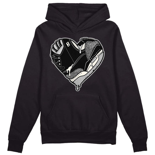 Jordan 3 “Off Noir” DopeSkill Hoodie Sweatshirt Heart Jordan 3 Graphic Streetwear - Black