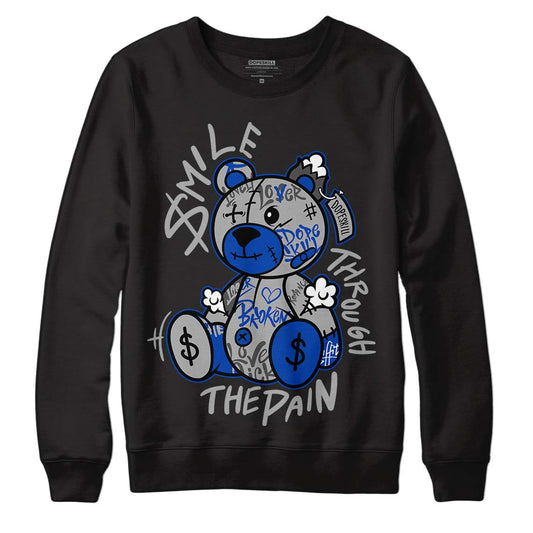 Jordan 5 Racer Blue DopeSkill Sweatshirt Smile Through The Pain Graphic Streetwear - Black