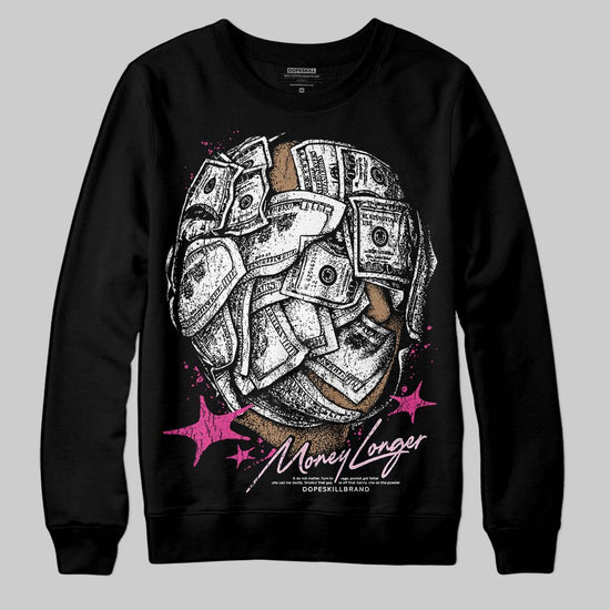 Pink Sneakers DopeSkill Sweatshirt Money Longer Graphic Streetwear - Black