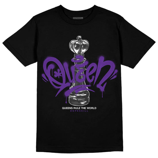 Jordan 13 Court Purple DopeSkill T-Shirt Queen Chess Graphic Streetwear - Black