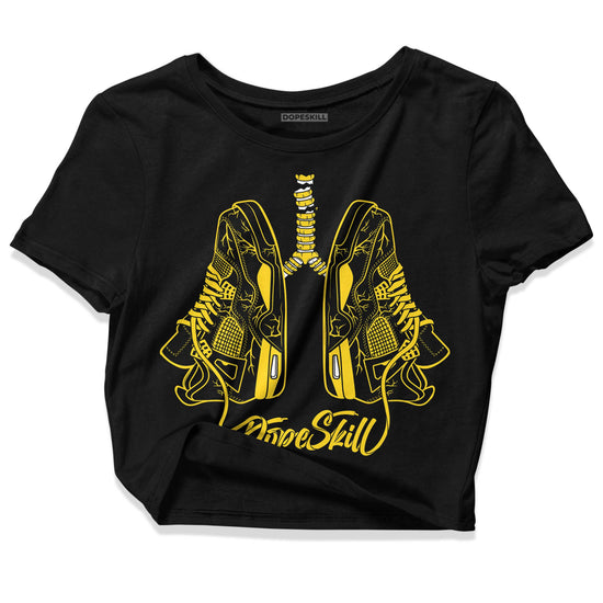 Jordan 4 Tour Yellow Thunder DopeSkill Women's Crop Top Breathe Graphic Streetwear - Black