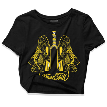 Jordan 4 Tour Yellow Thunder DopeSkill Women's Crop Top Breathe Graphic Streetwear - Black