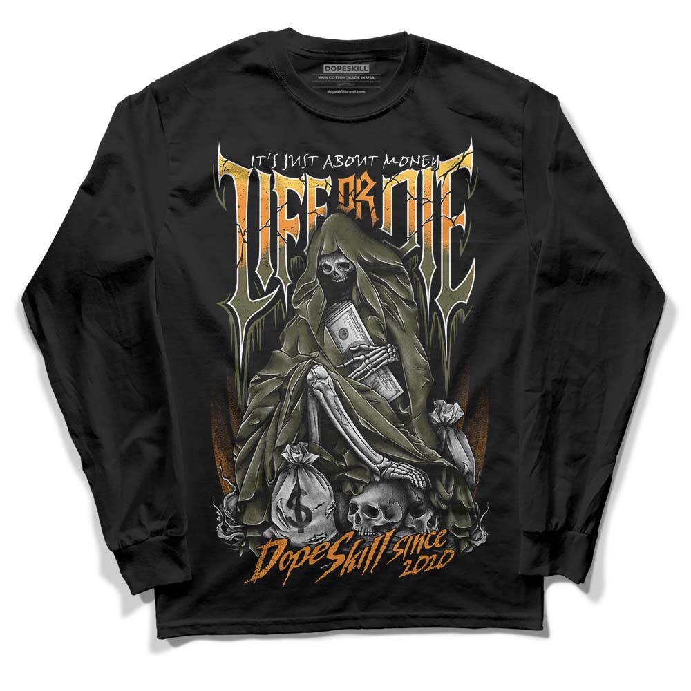 Jordan 5 "Olive" DopeSkill Long Sleeve T-Shirt Life or Die Graphic Streetwear - Black