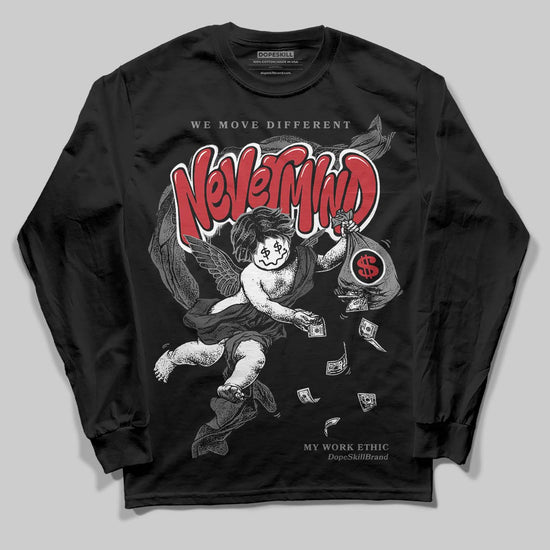 Jordan 4 “Black Cat” (2025) DopeSkill Long Sleeve T-Shirt Nevermind Graphic Streetwear - Black