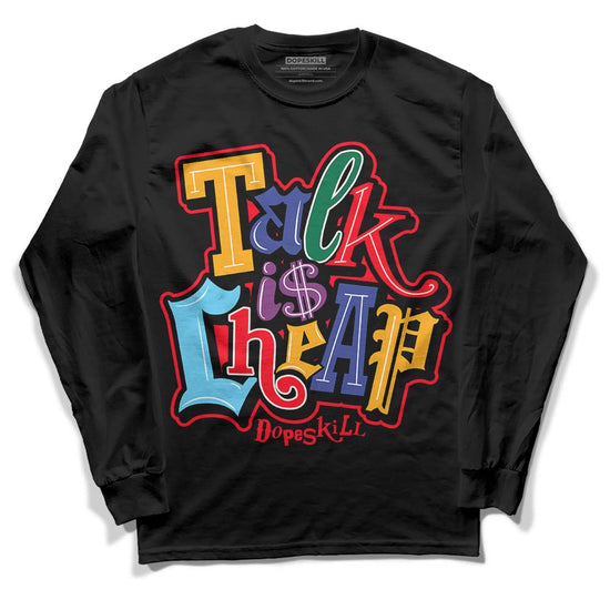 Jordan 1 Mid GS 'Six Championships DopeSkill Long Sleeve T-Shirt Talk Is Chip Graphic Streetwear - Black