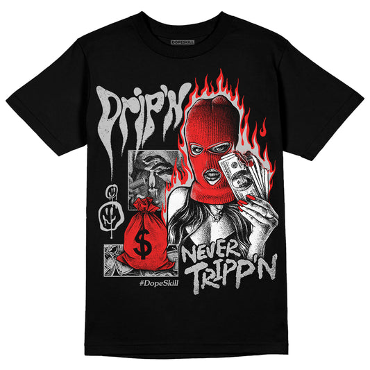 Jordan Spizike Low Bred DopeSkill T-Shirt Drip'n Never Tripp'n Graphic Streetwear - Black 