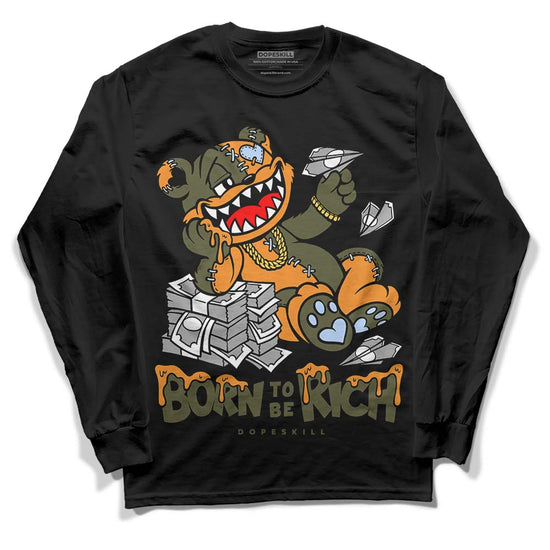 Jordan 5 "Olive" DopeSkill Long Sleeve T-Shirt Born To Be Rich Graphic Streetwear - Black