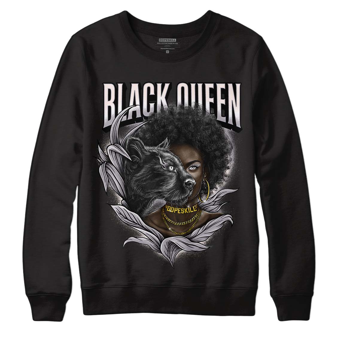 Jordan 2 Cement Grey DopeSkill Sweatshirt New Black Queen Graphic Streetwear - Black