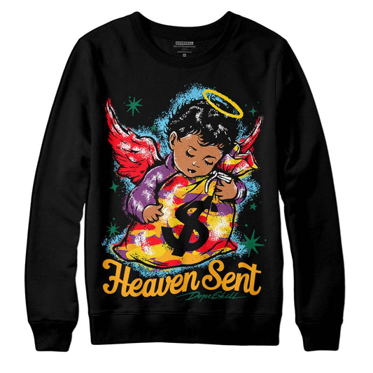 Jordan 1 Mid GS 'Six Championships' DopeSkill Sweatshirt Heaven Sent Graphic Streetwear - Black