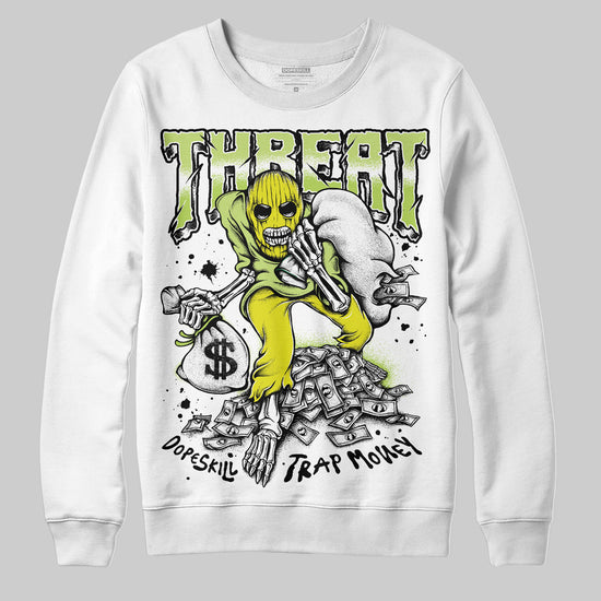 Jordan 13 Retro Bright Cactus DopeSkill Sweatshirt Threat Graphic Streetwear - White 