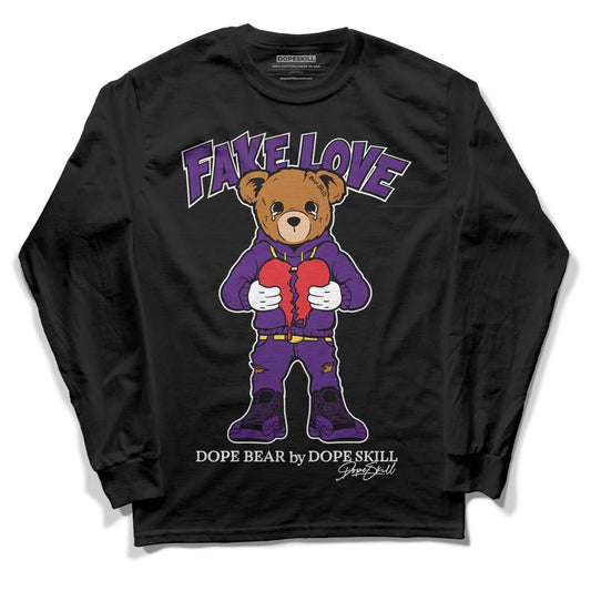 Jordan 12 “Field Purple” DopeSkill Long Sleeve T-Shirt Fake Love Graphic Streetwear - Black