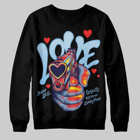 University Blue Sneakers DopeSkill Sweatshirt Love Shot Graphic Streetwear - Black
