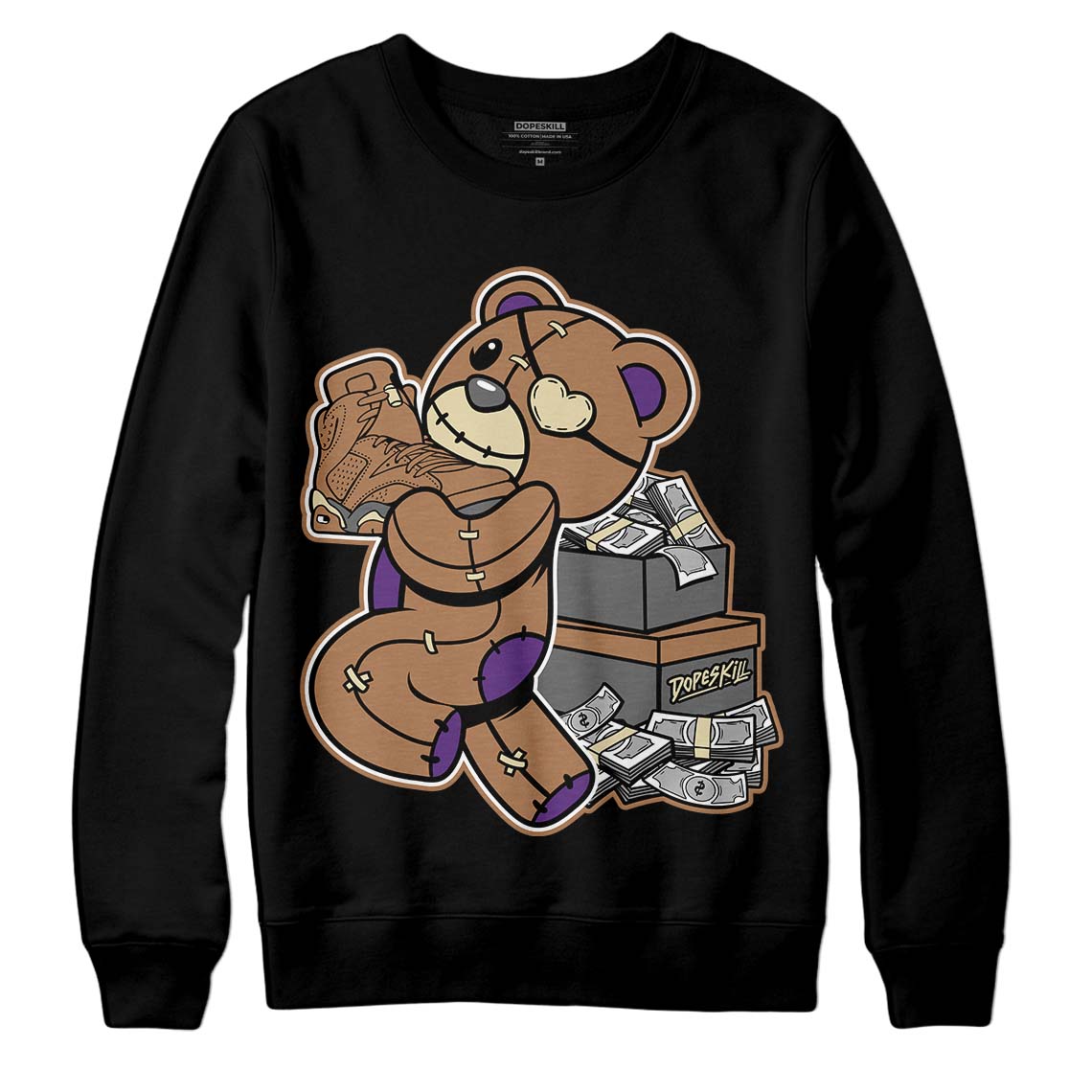 Jordan 6 WMNS Gore-Tex Brown Kelp DopeSkill Sweatshirt Bear Steals Sneaker Graphic Streetwear - Black