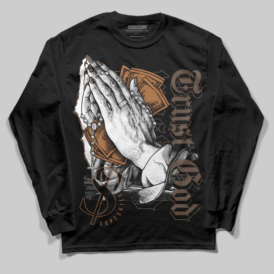 Jordan 1 Retro High OG Palomino DopeSkill Long Sleeve T-Shirt Trust God Graphic Streetwear - Black