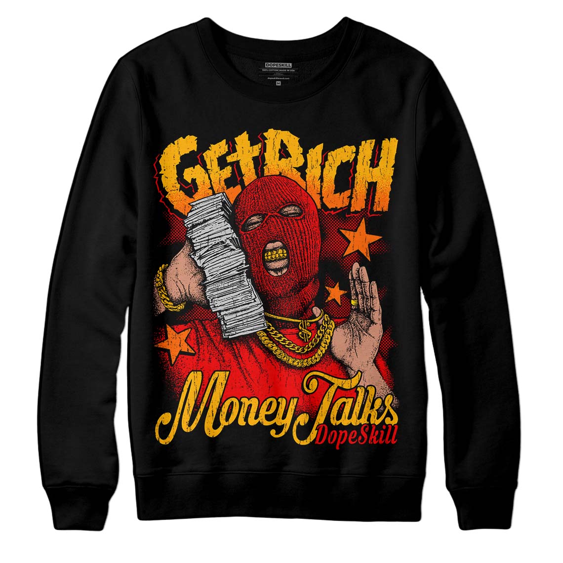 Red Sneakers DopeSkill Sweatshirt Get Rich Graphic Streetwear - Black