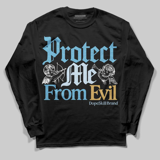 Jordan 4 Denim “Worn Blue” DopeSkill Long Sleeve T-Shirt Protect Me From Evil Graphic Streetwear - Black
