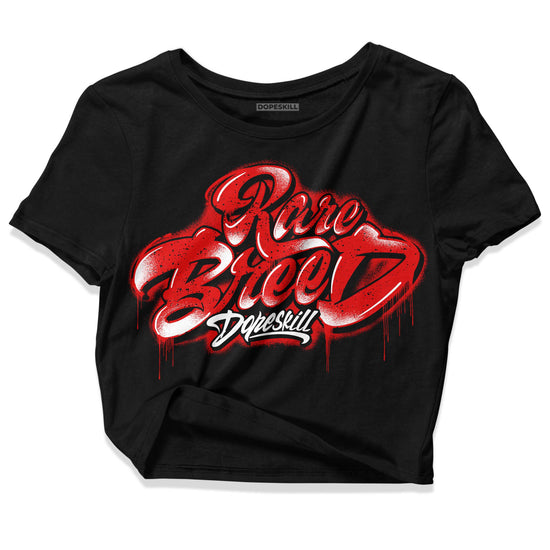 Jordan 4 Retro Red Cement DopeSkill Women's Crop Top Rare Breed Type Graphic Streetwear - Black