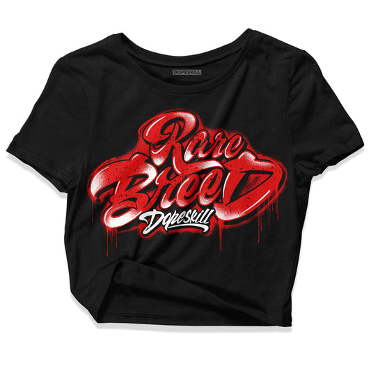 Jordan 4 Retro Red Cement DopeSkill Women's Crop Top Rare Breed Type Graphic Streetwear - Black