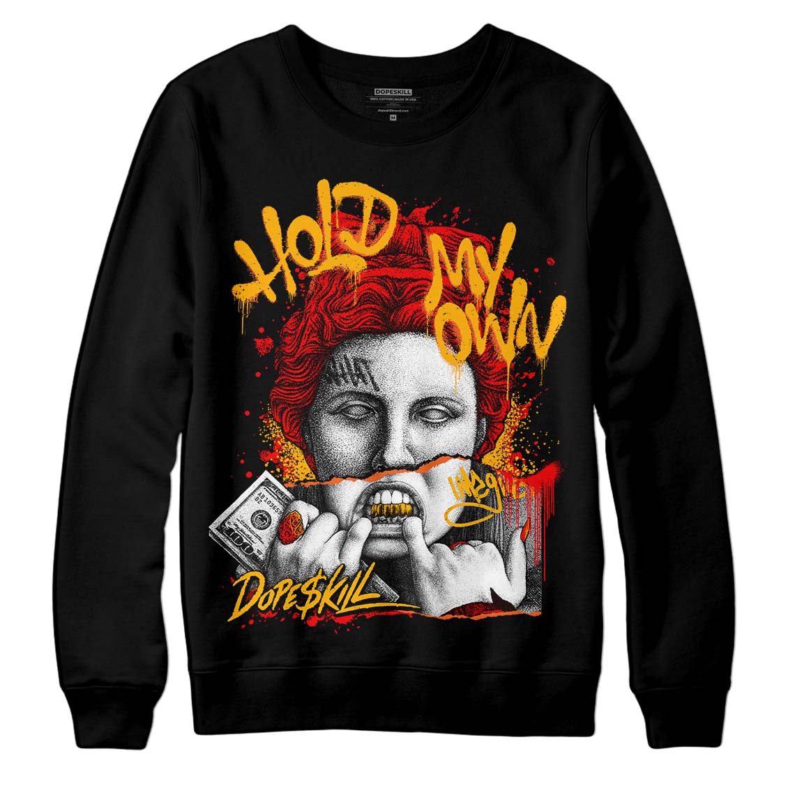 Red Sneakers DopeSkill Sweatshirt Hold My Own Graphic Streetwear - Black