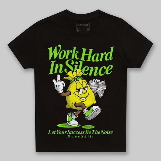 Neon Green Sneakers DopeSkill Toddler Kids T-shirt Work Hard In Silence Graphic Streetwear - Black