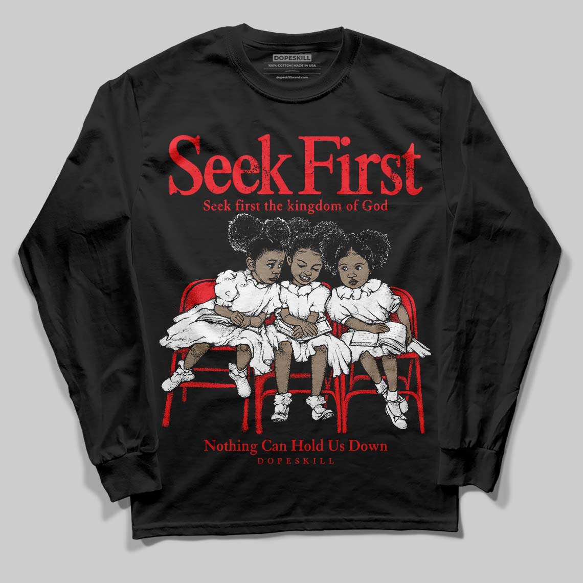 Red Sneakers DopeSkill Long Sleeve T-Shirt New Seek First Graphic Streetwear - black