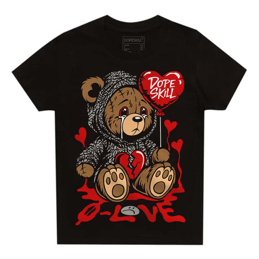 Jordan 3 Fire Red DopeSkill Toddler Kids T-shirt Broken Bear Graphic Streetwear - Black